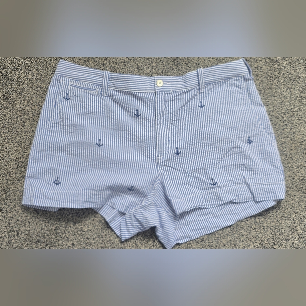 POLO by Ralph Lauren Seersucker Shorts With Embroidered RL Anchors, Size 12 - Picture 7 of 8